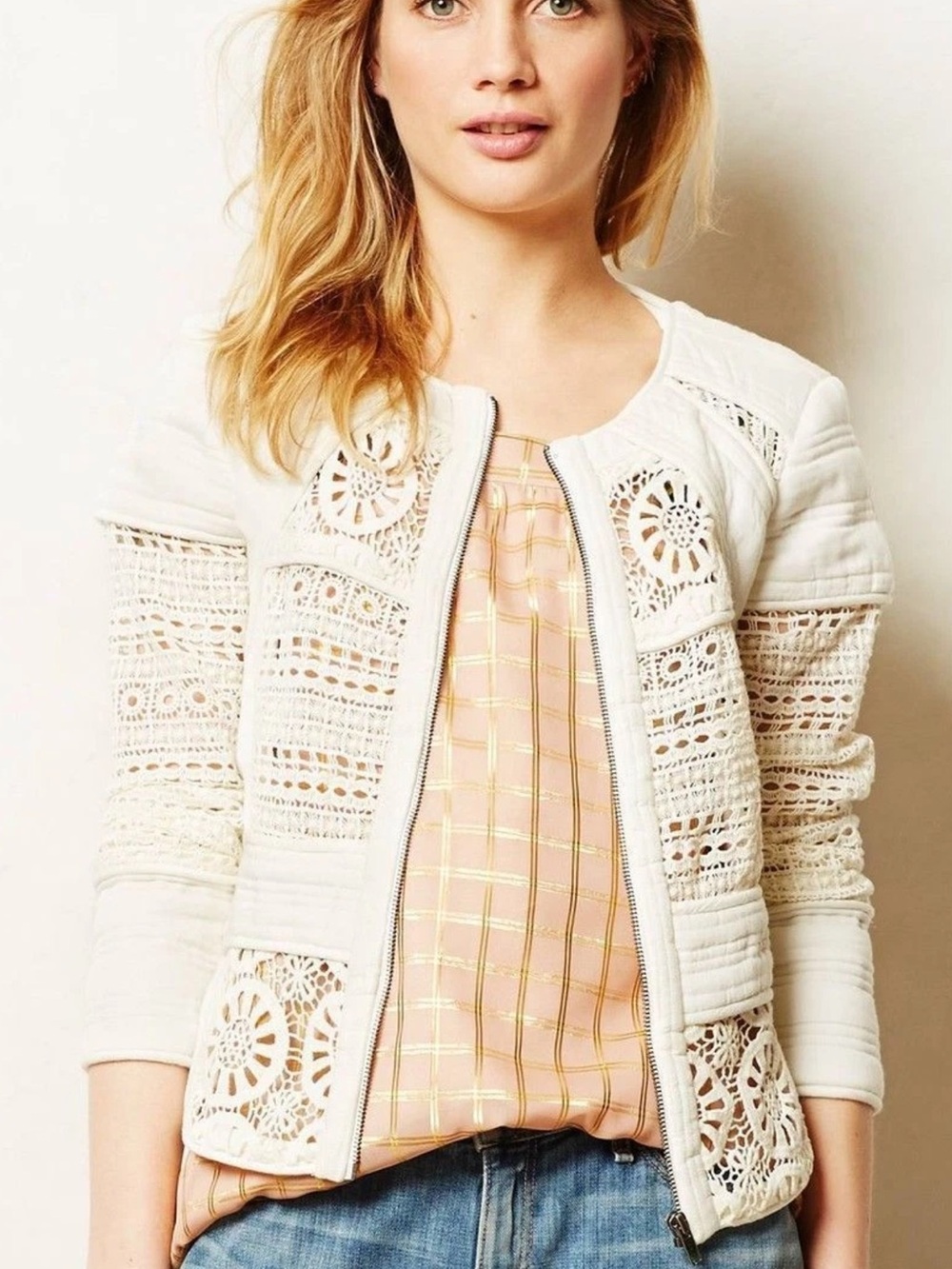 ANTHROPOLOGIE IDYLLWILD LACE Ivory JACKET by ELEVENSES 4! So RARE! Sz. 2